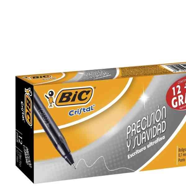 BOLIGRAFO CRISTAL PREC. S BIC 0.7MM NGO. CJ.C12 BOL.18